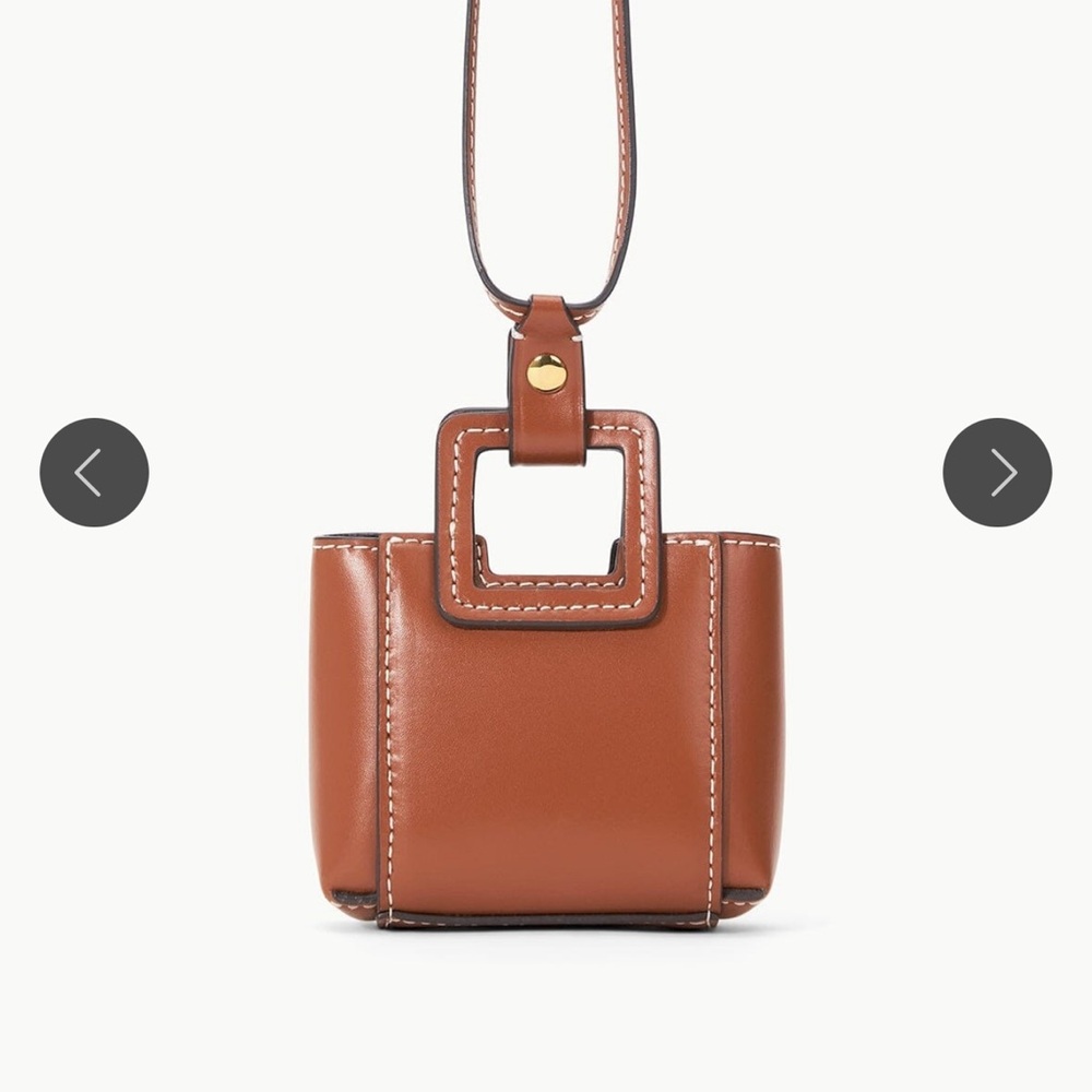 STAUD Shirley Micro Necklace in brown leather